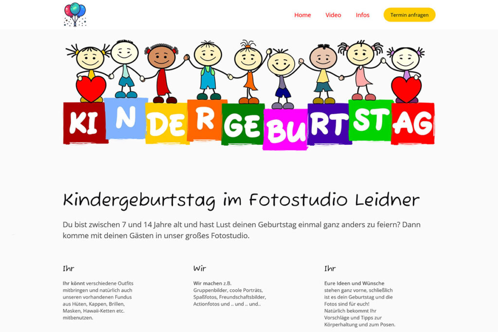 Kindergeburtstag im Fotostudio Leidner